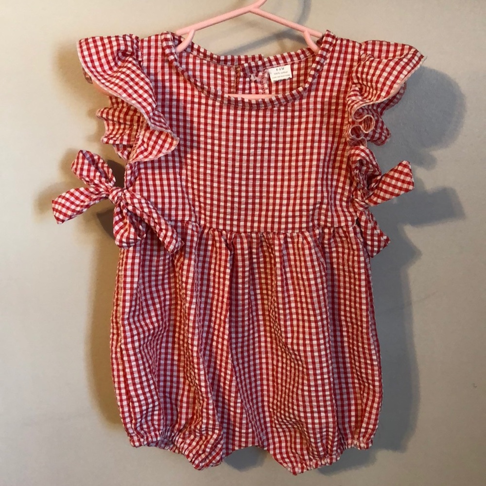 6-9M baby girl gingham romper